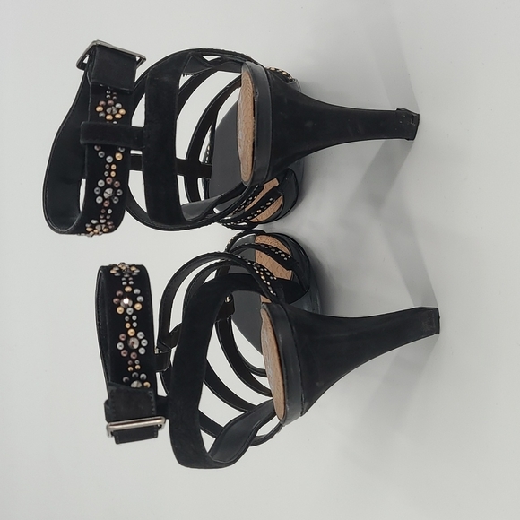 Gianni Bini black Heels rhinestones with adjustable ankle strap - Picture 5 of 6